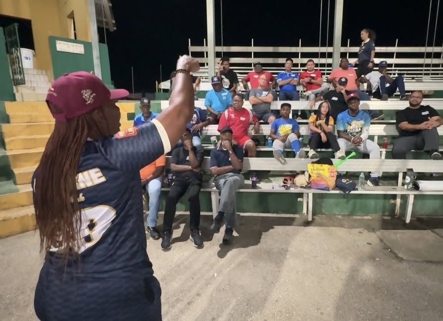 Natola Hawthorne addressing attendees at international training in Curaçao